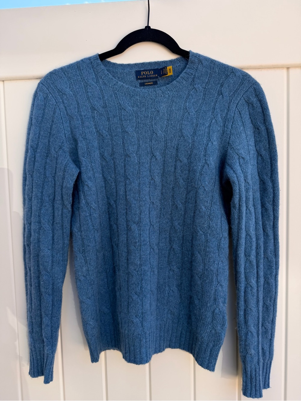 Polo by Ralph Lauren Blue Cable-Knit Cashmere Crewneck Sweater Size S - Picture 12 of 12